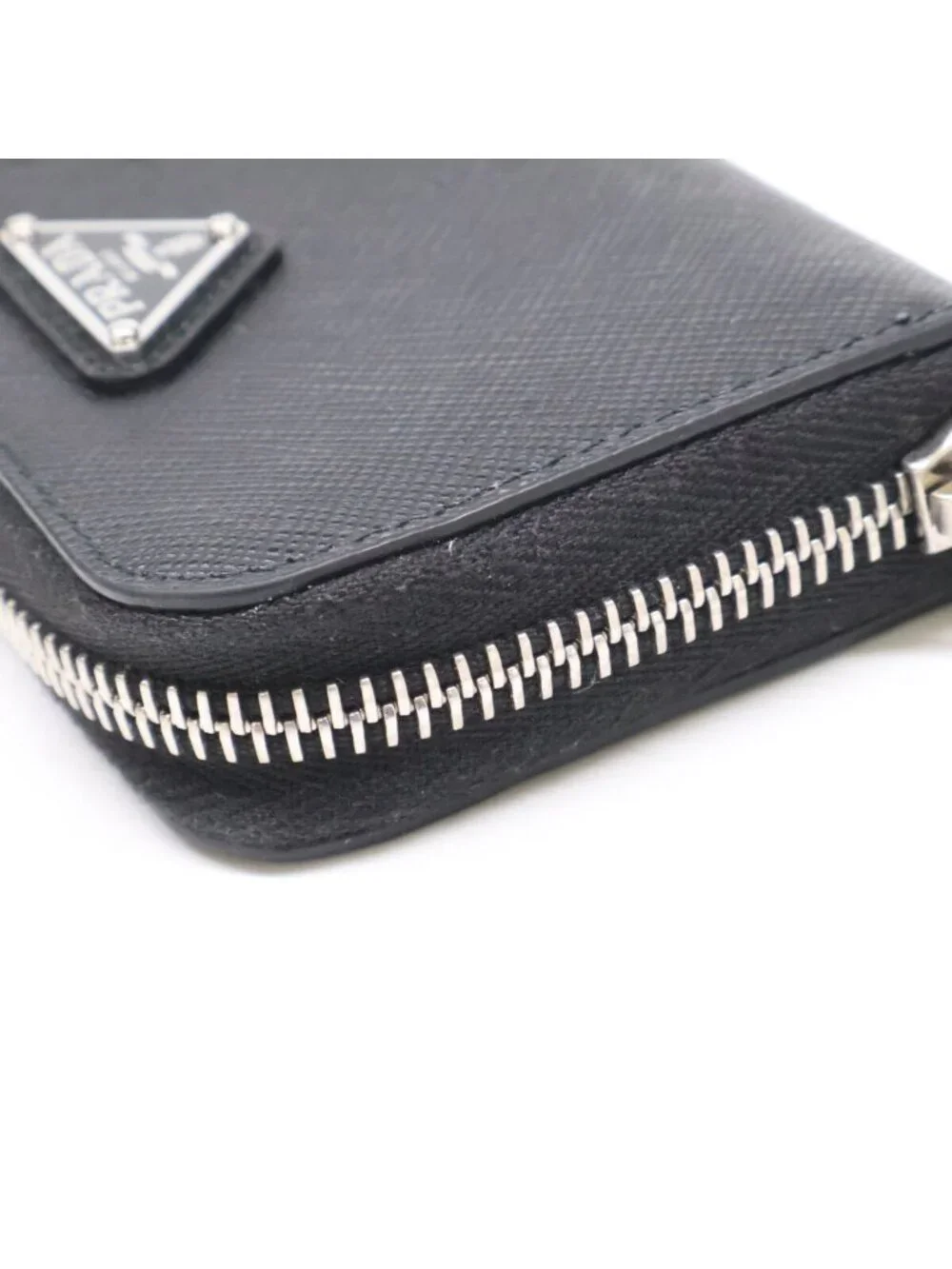 Prada 2 Triangle Coin Purse Black